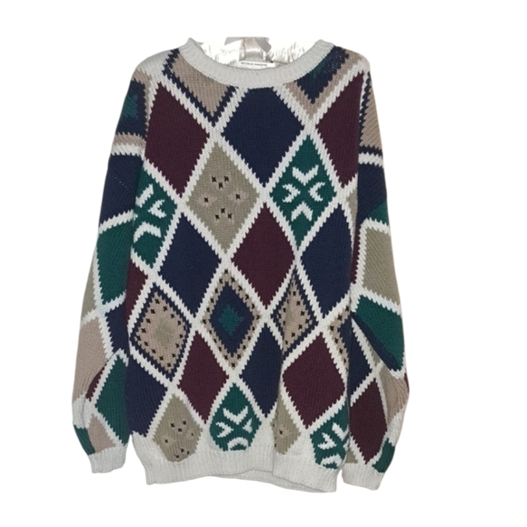 Vintage Style Diamond Pattern Sweater SizeXL